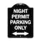 Signmission Night Permit Parking W/ Bi-Directional Arrow Heavy-Gauge Aluminum Sign, 24" x 18", BW-1824-23860 A-DES-BW-1824-23860 - alternate 1